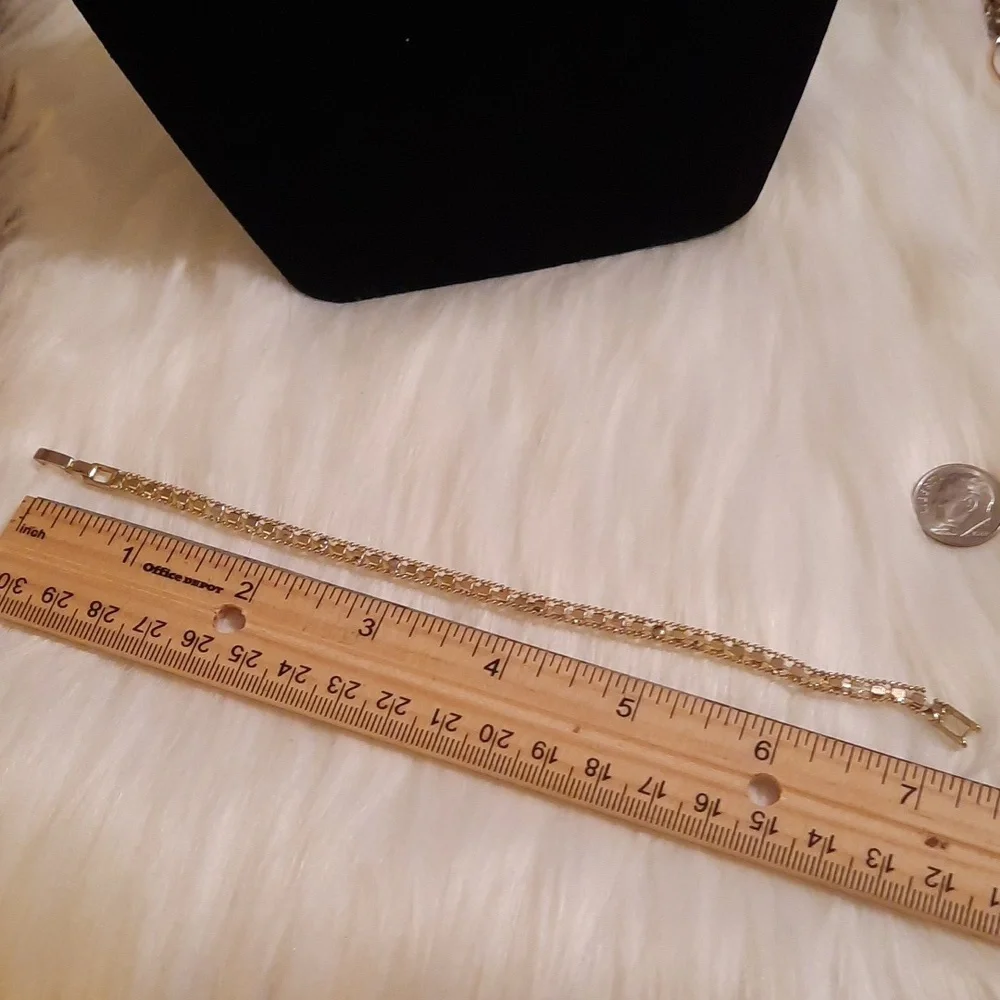 Vintage cz Gold Plated tennis bracelet Dainty Feminine